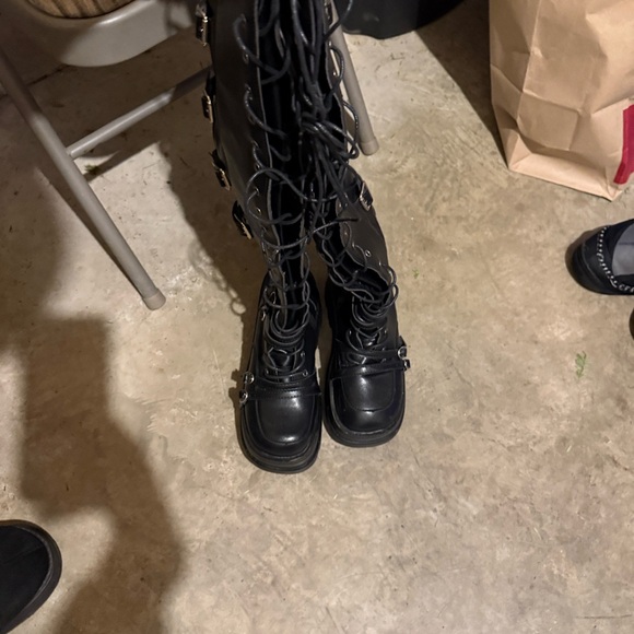 Black Lace Up Boots - Picture 2 of 2